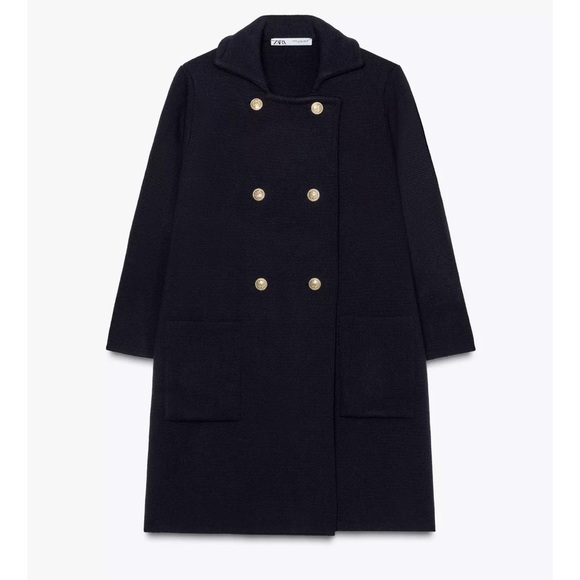 Zara Double Breasted Knit Coat - Picture 2 of 8